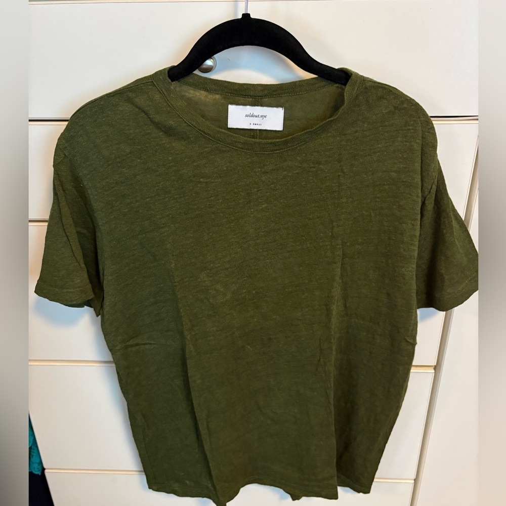 Soldout NYC Perfect Linen Tee in Olive XS - Picture 2 of 5